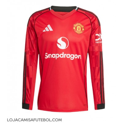 Camisa de Futebol Manchester United Equipamento Principal 2025-26 Manga Comprida Camisa de Futebol Manchester United Equipamento Principal 2025-26 Manga Comprida